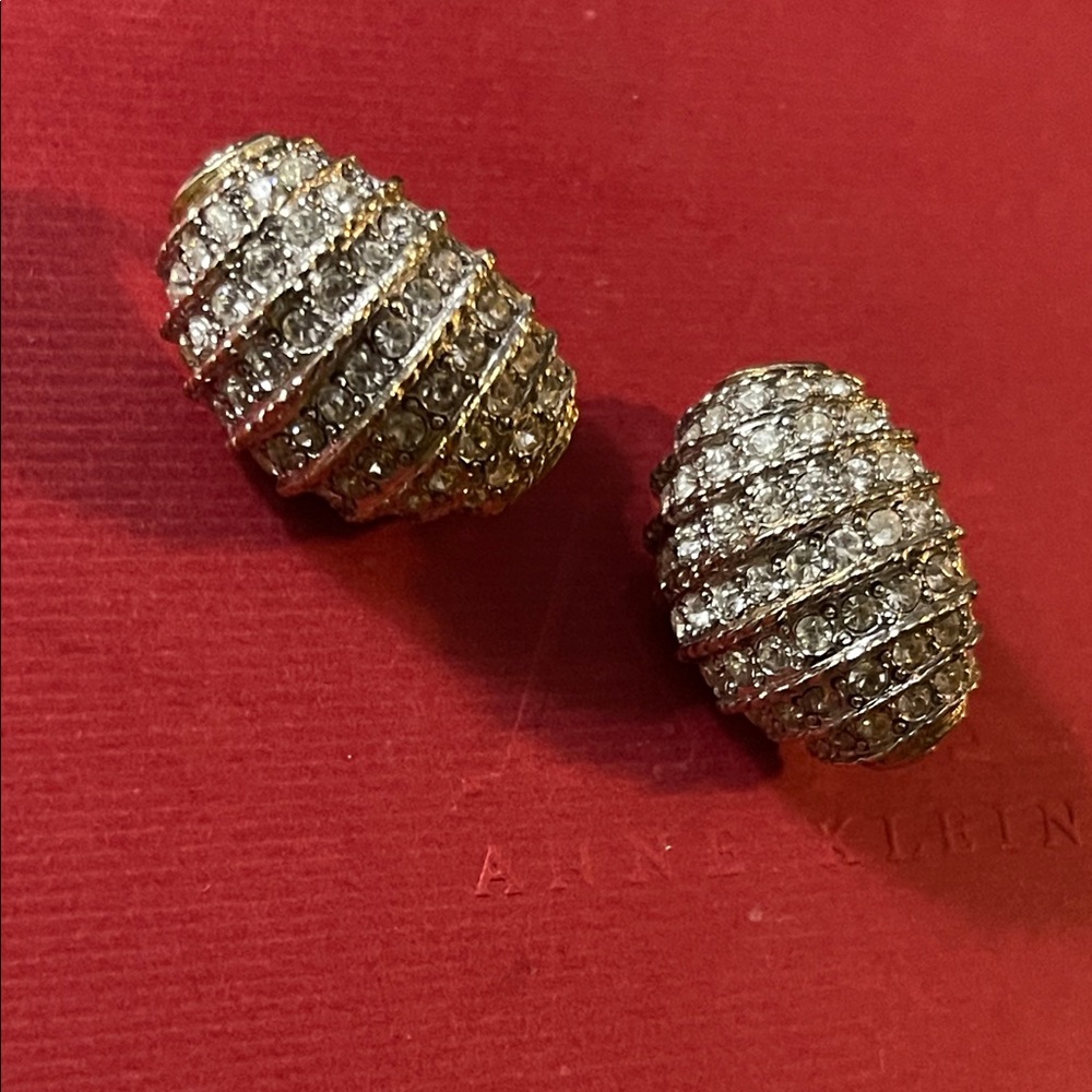 Anne Klein Gold-Tone Dome Earrings with Clear Crystals